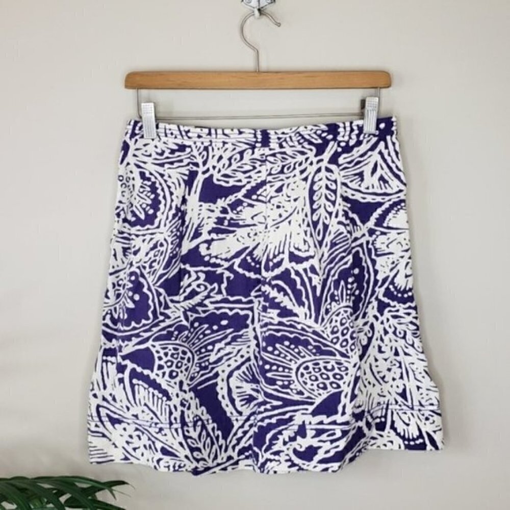 LOFT | Abstract Floral Linen Blend Skirt Size 4